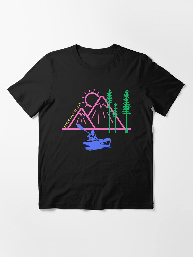 Adventure Seeker Mountain Trees Kayaking Outdoors Fun Essential T-Shirt