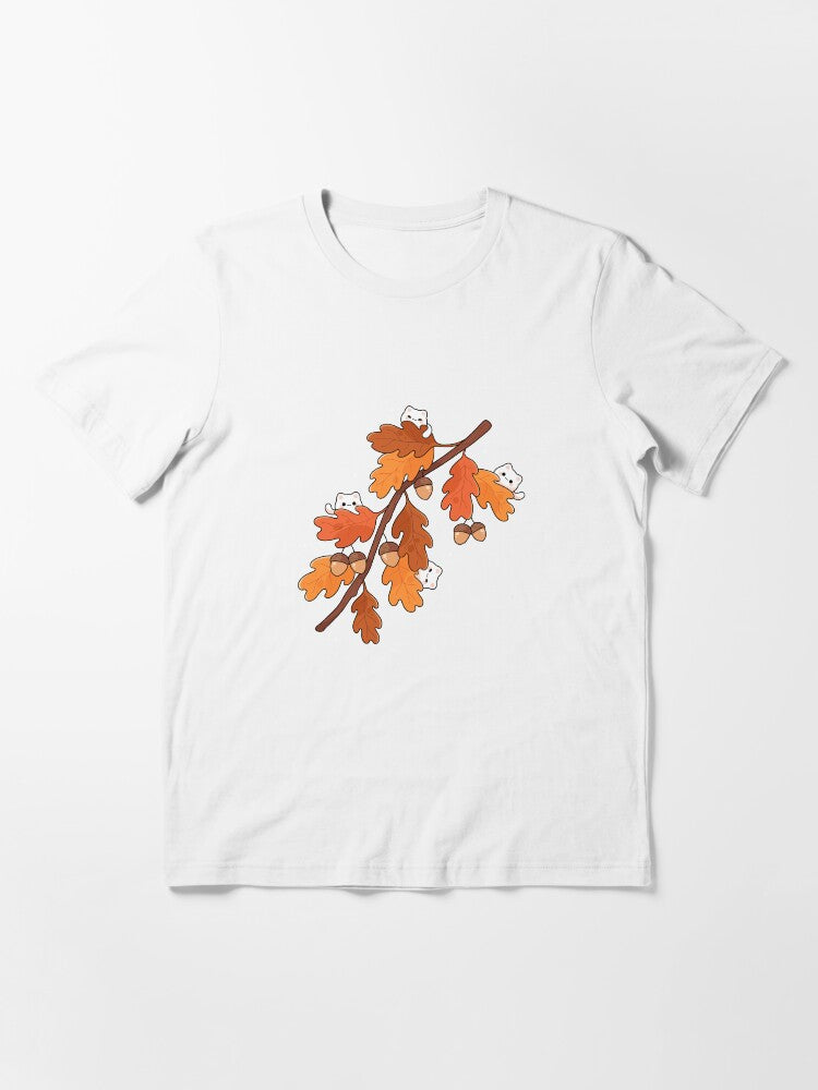 Whimsical Autumn Illustration with Oak Leaves and Cute Animals Essential T-Shirt