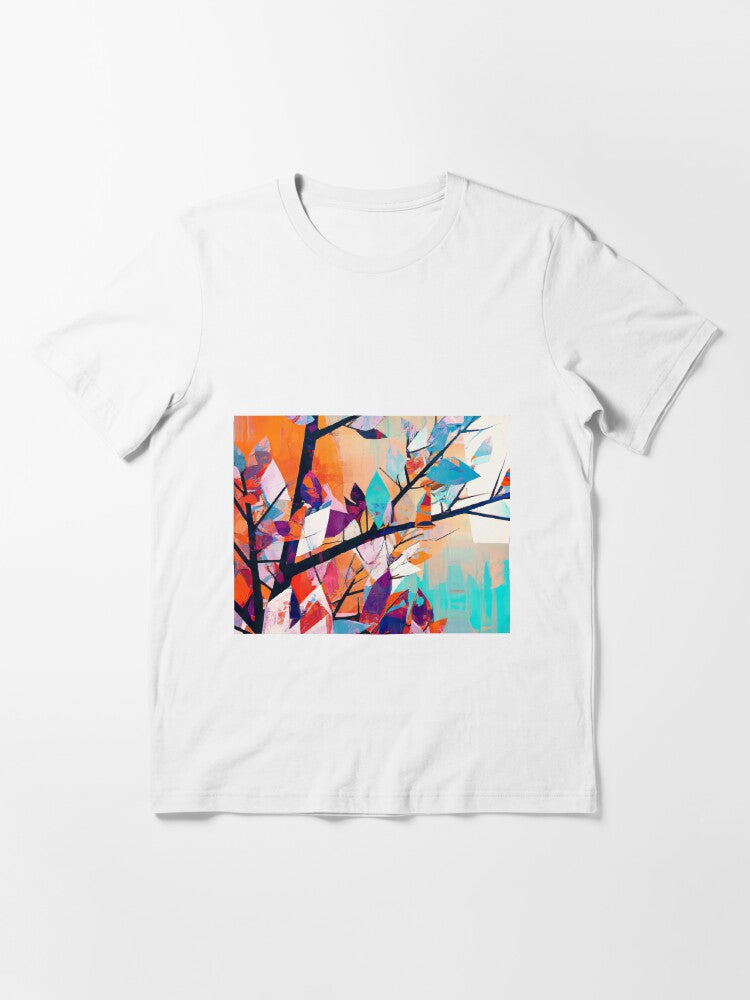 Colourful Tree with Snow - Abstract Art - Black, Orange, White and Turquoise Essential T-Shirt
