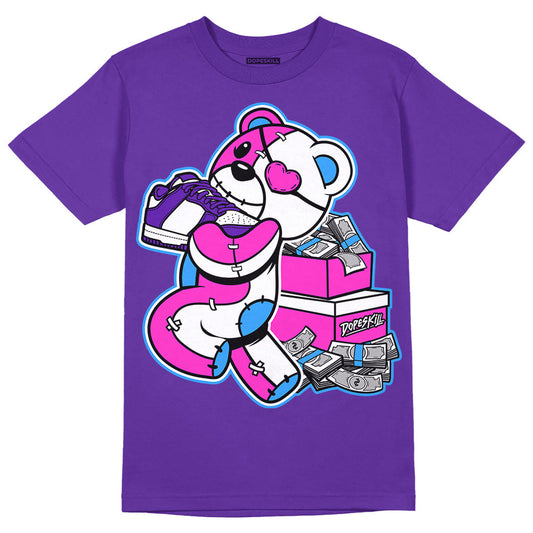 Dunk Purple Championship Court White DopeSkill Purple T-shirt Bear Steals Sneaker Graphic