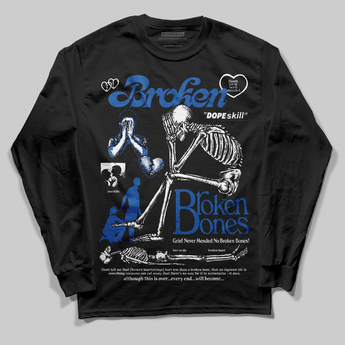 Blueberry 12s DopeSkill Long Sleeve T-Shirt Broken Bones Graphic