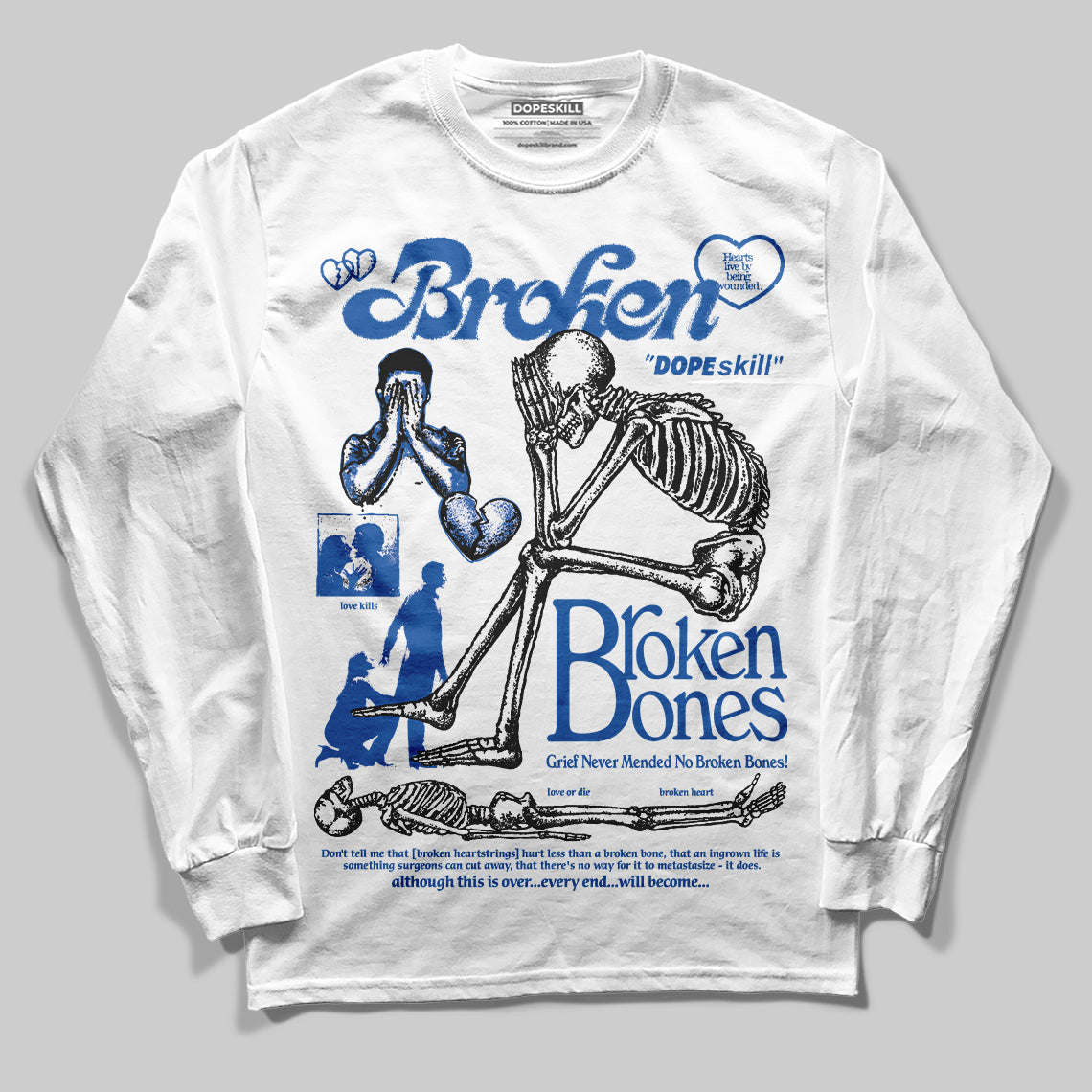 Blueberry 12s DopeSkill Long Sleeve T-Shirt Broken Bones Graphic
