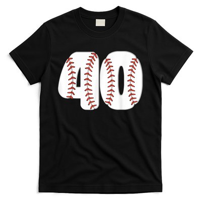 Baseball Number 40 Baseball Birthday 40 Baseball Themed 40th T-Shirt