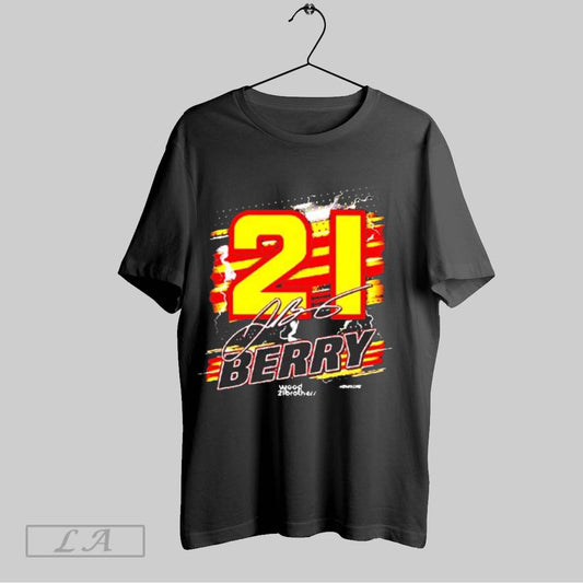 Official Josh Berry 21 Checkered Flag Sports Nascar Name And Number Two Side T Shirt