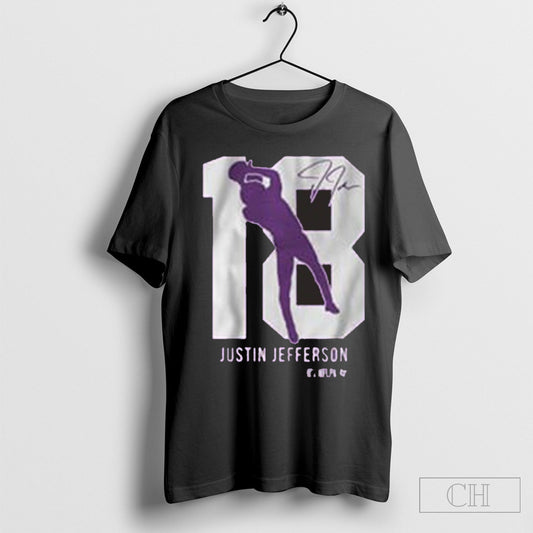 Official Justin Jefferson Minnesota Vikings Youth Purple Action Number Silo Player Shirt