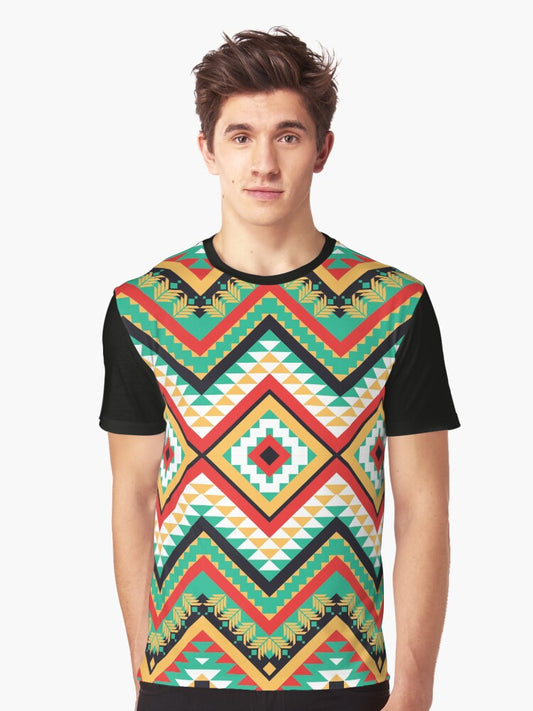 colorful ethnic geometric pattern Graphic T-Shirt Style001