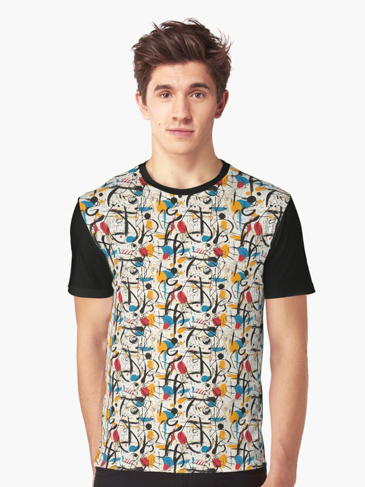 Minimalist Doodles Vibrant Colors Abstract Art Graphic T-Shirt Style004