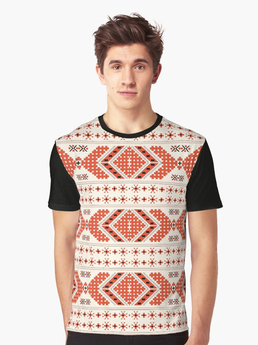 traditional pattern classical symmetric pixels mask Graphic T-Shirt