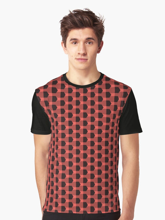 Contemporary Red Elegance - Seamless Geometric Patterns Graphic T-Shirt