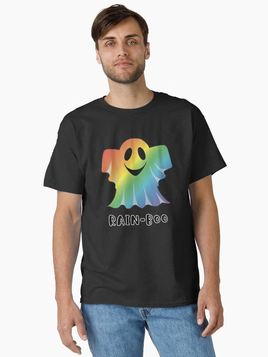 Rain-boo, funny rainbow halloween ghost Classic T-Shirt