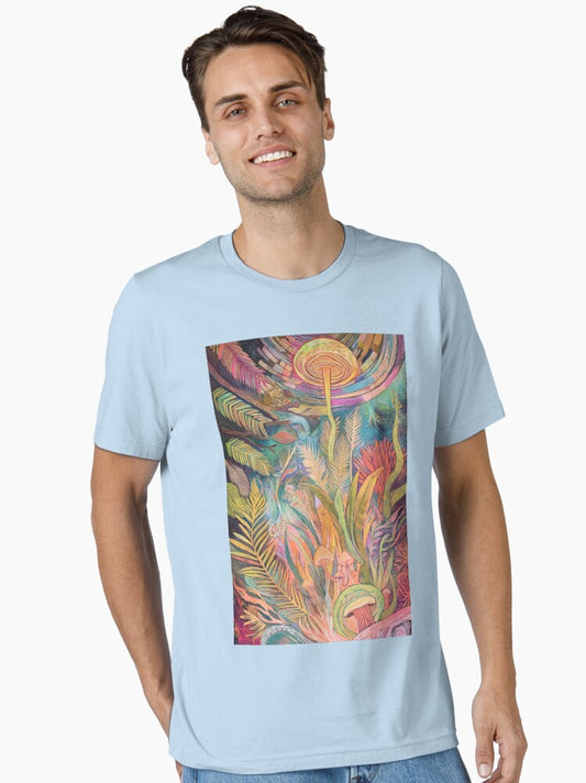 Mystic Foliage – Psychedelic Forest Mushrooms and Ferns Fantasy Essential T-Shirt Style002