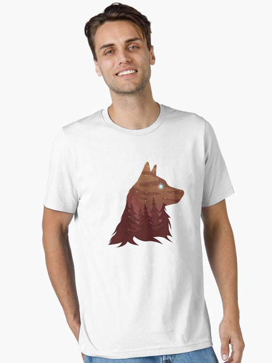 Brown wolf colorful landscape Essential T-Shirt