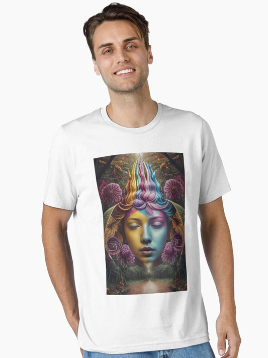 Psychedelic Face in the Forest Essential T-Shirt
