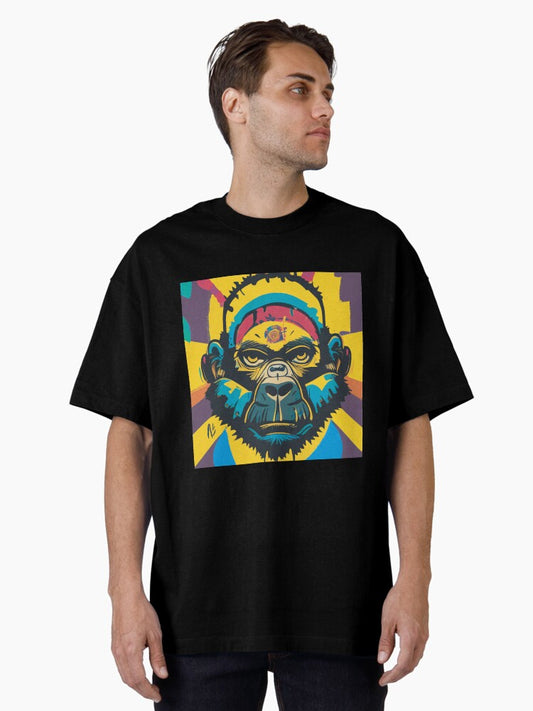 Make a Statement with Our Unique and Eye-Catching Street Art Urban Gorilla Design Oversized T-Shirt Style001