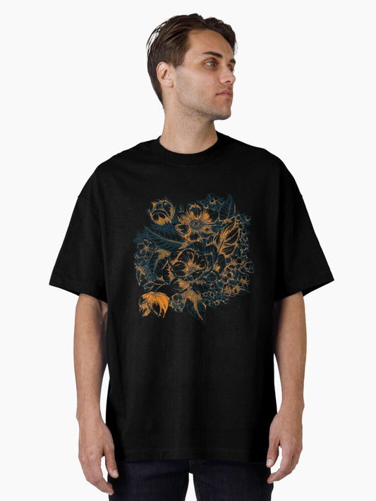 Graphic Summer Flower Bouquet Oversized T-Shirt