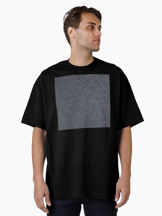 Navy Geometric Line Oversized T-Shirt