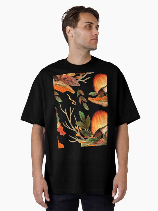 Hello autumn mushroom pattern Oversized T-Shirt