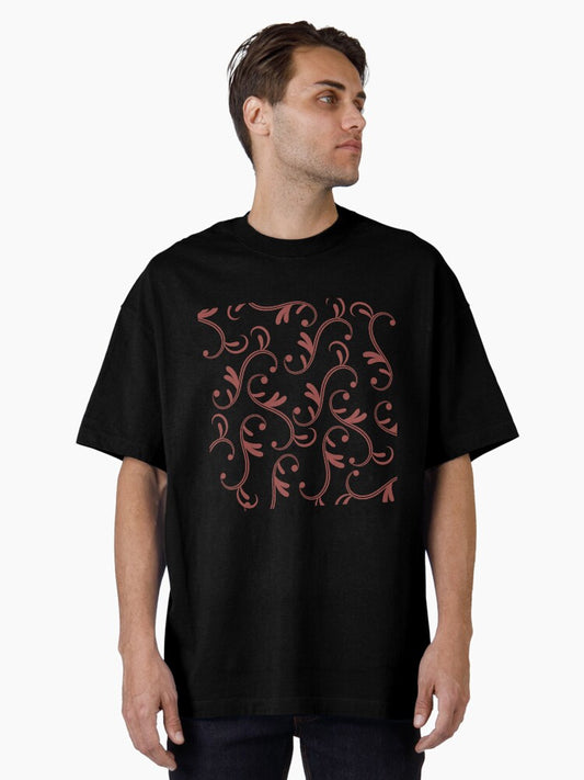 Brick Red Abstract Digital Art Pattern Oversized T-Shirt