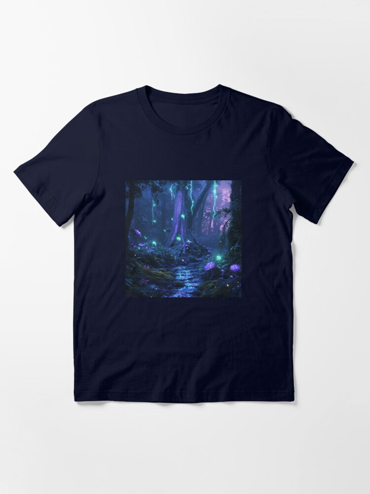 Bioluminescent alien forest at twilight Essential T-Shirt