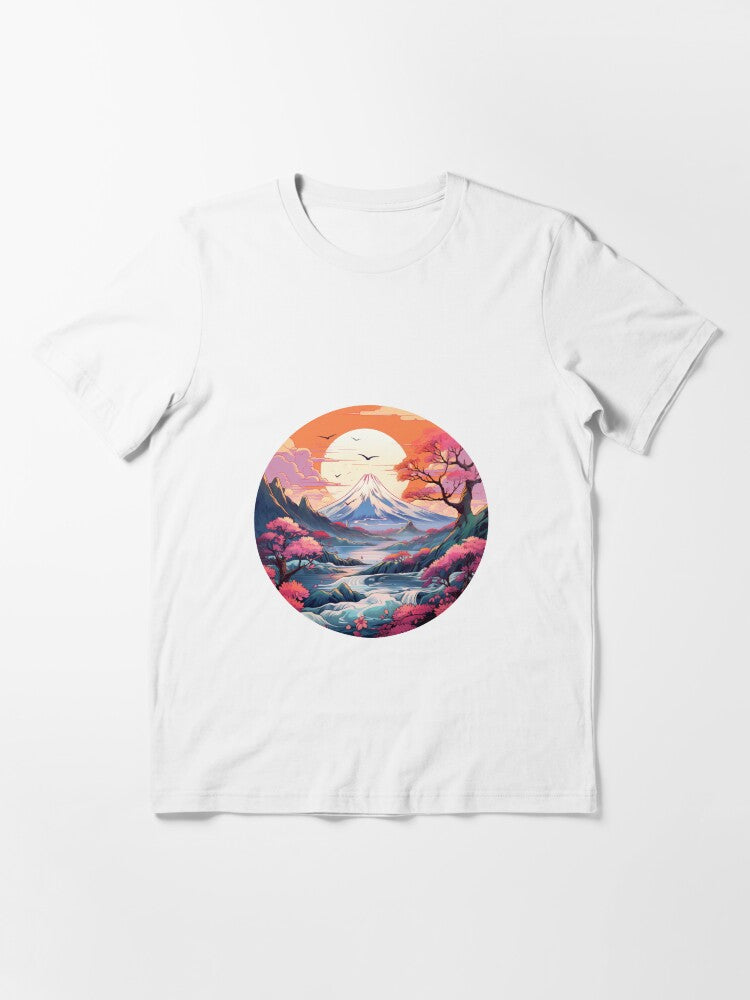 I love Nature Silhouette Beautiful landscape, mountain, Sunset, red clouds Essential T-Shirt